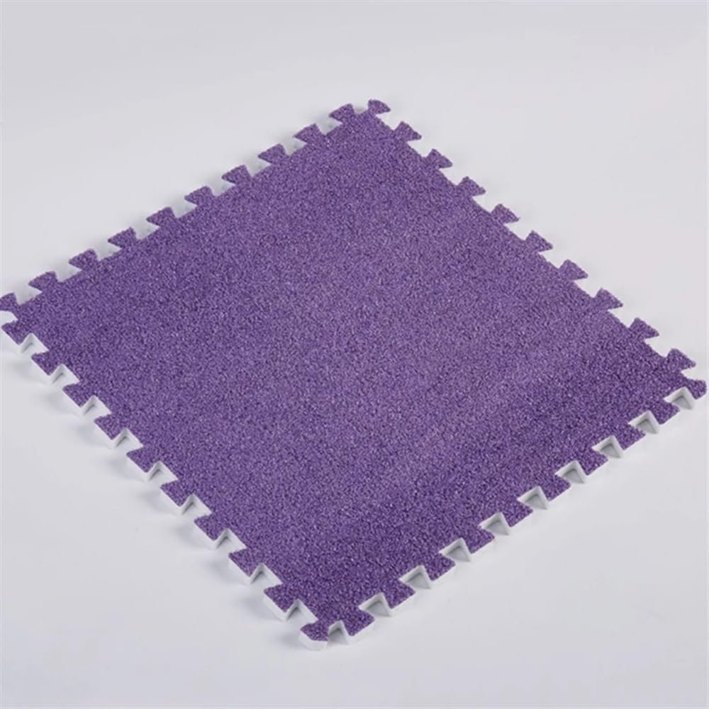12pcs Soft Plush Play Mat,EVA Foam Carpet Interlocking Exercise Tiles Floor Carpet and Rug Easy to Clean Soft Fuzzy Climbing Activity Mat 30 * 30 CM(Dark Purple)