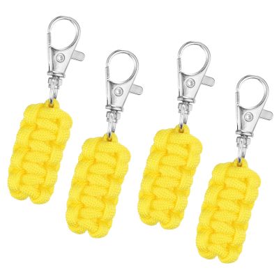 uxcell 4pcs Paracord Zipper Pulls, Paracord Lanyard Keychain for Backpacks, Tents, Trolley Cases, Traveling Cases, Key, Jackets, Light Yellow