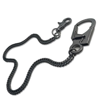 Ahiller Men's Heavy Duty Wallet Chain - 25" Stainless Steel Key Chain with Alloy Carabiner & Double Lock, for Biker Punk Style Accessories (QK-Gunmetal-JR-1P)