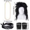 Lystaii 1980s Rock Wigs Party Accessories Long Rocker Wig for Men Rockstar Accessories Punk Accessories with 80s Rockstar Wigs Headbands Leather Gloves Necklace view 2