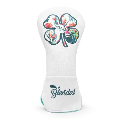 BAIRBRE Golf Club Covers White Lucky Clover Golf Head Covers Driver Covers Fariway Wood Headcover Hybrid Covers Leather Golf Headcover with Number Tag for All Brand