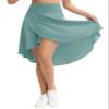 Origiwish Women's High Waist Flowy Midi Skirts Asymmetric Ruffle Hem High Low Skorts with Built-in Shorts Light Blue Green view 2