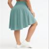 Origiwish Women's High Waist Flowy Midi Skirts Asymmetric Ruffle Hem High Low Skorts with Built-in Shorts Light Blue Green view 4