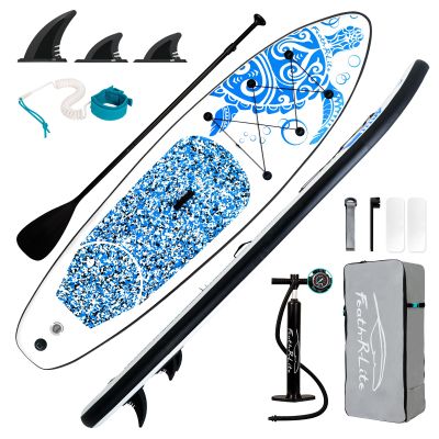 FEATH-R-LITE Inflatable Stand Up Paddle Board 10'6''x33''x6'' Ultra-Light (18.9lbs) SUP with Paddleboard Accessories,Fins,Adjustable Paddle, Pump,Backpack, Leash, Waterproof Phone Bag