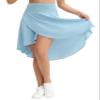 Origiwish Women's High Waist Flowy Midi Skirts Asymmetric Ruffle Hem High Low Skorts with Built-in Shorts Ice Blue view 2
