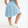 Origiwish Women's High Waist Flowy Midi Skirts Asymmetric Ruffle Hem High Low Skorts with Built-in Shorts Ice Blue view 3