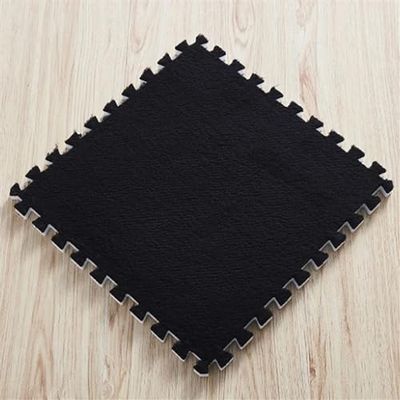 12pcs Soft Plush Play Mat,EVA Foam Carpet Interlocking Exercise Tiles Floor Carpet and Rug Easy to Clean Soft Fuzzy Climbing Activity Mat 30 * 30 CM(Black)