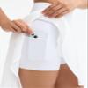 Origiwish Women's High Waist Flowy Midi Skirts Asymmetric Ruffle Hem High Low Skorts with Built-in Shorts White view 3