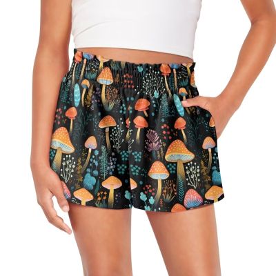 Pointodoor Mushroom Girls Dance Short Gymnastics Athletic Shorts 3-16Y Girls High Waist Yoga Shorts Kids Bottoms Teen Girls Shorts