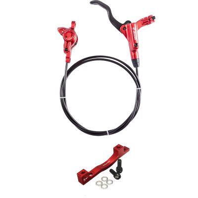 BUCKLOS Red MTB Hydraulic Disc Brakes Mountain Bike Right Rear 1450mm Hydraulic Brake and PM Front Rear 203mm Disc Brake Caliper Mount Adapter Gear Parts Accessories