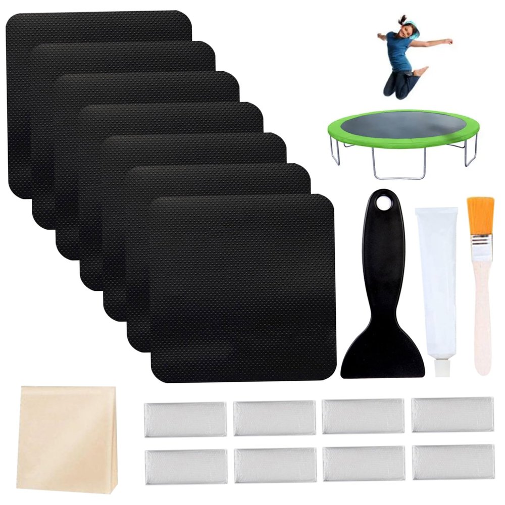 Trampoline Patch Repair Kit 4x4in Trampoline Patch for Holes or Tears Replacement Professional Trampoline Repair Kit Trampoline Accessories, Set 2(19Pcs) Tent Repair Kit Trampoline Repair Kit Trampol