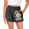 SCRAWLGOD Elephant Shorts for Girls 6-12 Month Sunflower Kids Casual Flowy Running Shorts Black Summer High Waist Athletic Shorts with Pockets and Breathable Liner Quick Dry Butterfly Shorts view 1