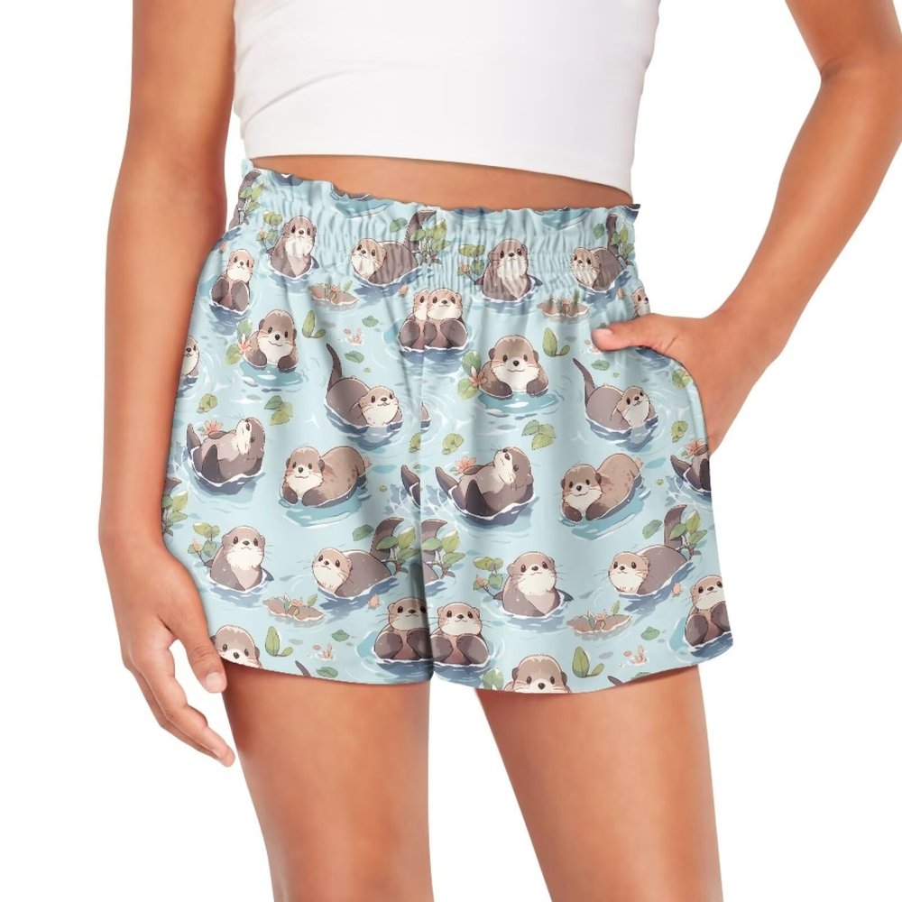Pointodoor Otter Summer Shorts for Teen Girls Cute Athletic Shorts Kids Summer High Waisted Shorts Lightweight Soft Dance Yoga Shorts Active Shorts