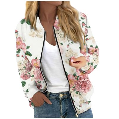 RODYETQQ Fall Outfits Women Comfy Fall Bomber Jacket Stand Collar Zip Up Coat Fall and Winter Jackets Bomber Jacket Women Plus Size Blush Bomber Jackets(3-Pink,Small)