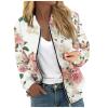 RODYETQQ Fall Outfits Women Comfy Fall Bomber Jacket Stand Collar Zip Up Coat Fall and Winter Jackets Bomber Jacket Women Plus Size Blush Bomber Jackets(3-Pink,Small) view 1
