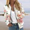 RODYETQQ Fall Outfits Women Comfy Fall Bomber Jacket Stand Collar Zip Up Coat Fall and Winter Jackets Bomber Jacket Women Plus Size Blush Bomber Jackets(3-Pink,Small) view 2