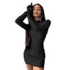 Caviotess Women's Sexy Turtleneck Mini Dress with Gloves Long Sleeve Bodycon Dress Party Festival Outfit Clubwear Black view 4