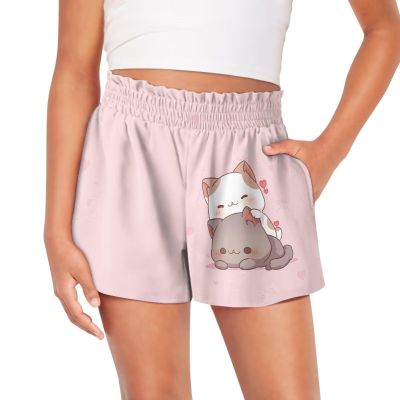 SCRAWLGOD Cute Cat Shorts for Girls 12-14 Heart Girls Butterfly Shorts Active Running Shorts Teen Summer Shorts Gym Yoga Athletic Shorts with Pockets High Waisted Flowy Shorts Quick Dry