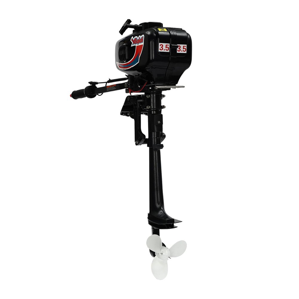 2-Stroke Outboard Motor, 52CC 1.45KW Heavy Duty Fishing Boat Engine w/CDI Ignition System, Boat Engine Water Cooling Outboard Motor for Fishing Boats, Inflatable Boats