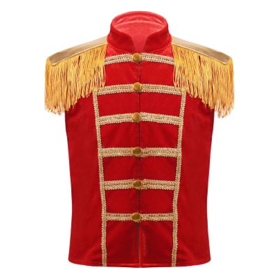 YONGHS Marching Band Suit Vest for Child Fringe Epaulet Military Drummer Parade Dressy Waistcoat Red 6 Years