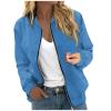 RODYETQQ Women Coat Fall and Winter Lightweight Bomber Jackets Stand Collar Fall Jacket Casual Fashion Windbreaker Bomber Jacket Women Xl Light Jacket Womens Bomber(1-Blue,XX-Large) view 1