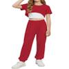 Arshiner Girls 3-Piece Outfit Set High Low Hem Overlay Top, Cami, and Sweatpants for Kids 6-13 Years view 1