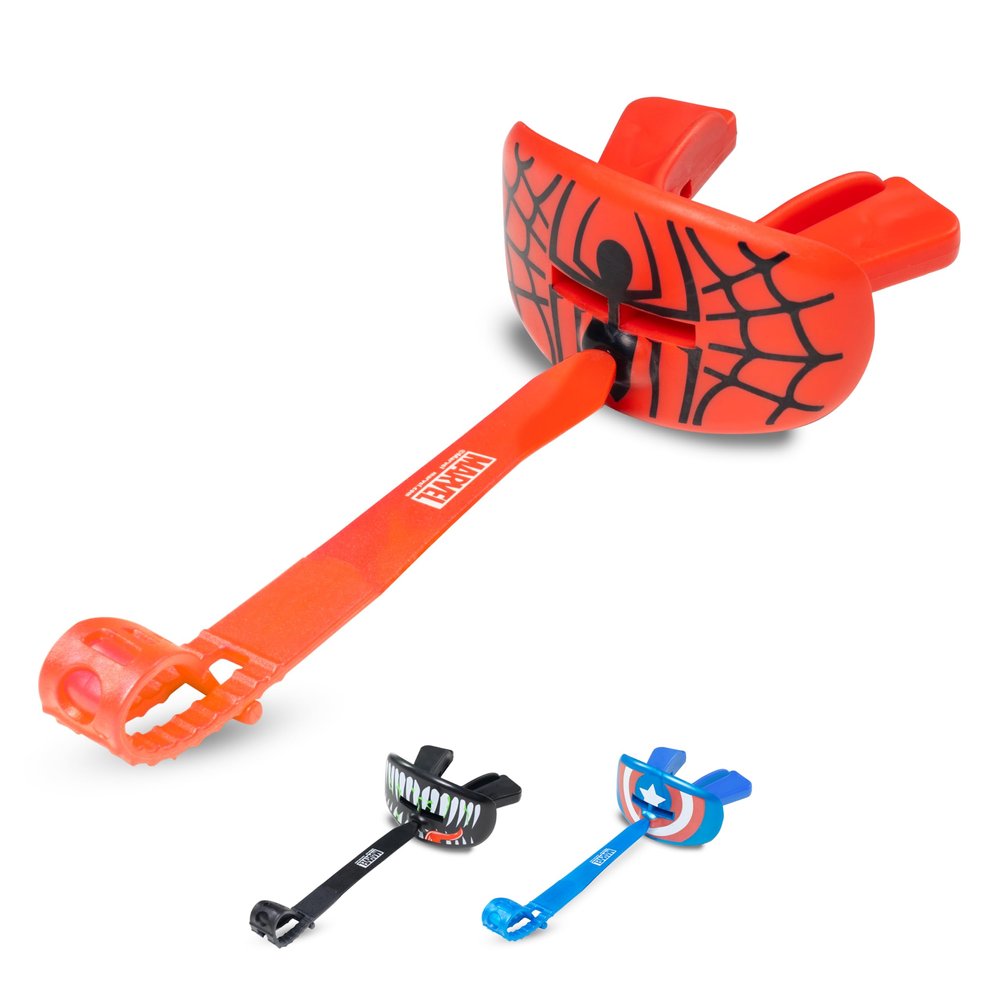 Marvel Spider-Man Lip Guard, Football Mouth Guard with Detachable Strap, Lip Protector Adult and Junior for Football, Lacrosse (One Size, Red)