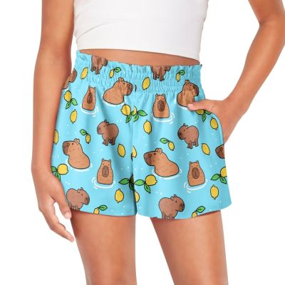 Pointodoor Capybara Toddler Shorts Girls Athletic Shorts 10T Girl Cute High Waist Running Soccer Shorts with Pockets for Kids Active Sports Volleyball 9-10 Years