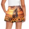 Pointodoor Horse Little Girls Shorts 9T Girl's High Waist Athletic Shorts Casual Bike Shorts Sunflower Dance Gymnastics Yoga Shorts Active Shorts view 2