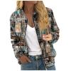 RODYETQQ Gifts for Women dressy floral Jackets Zip Up Casual Coat Lightweight Fall and Winter Jacket Bomber Jacket for Women with Zipper Womens Bomber Jacket Dressy(4-Gray,Medium) view 1