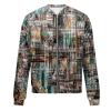 RODYETQQ Gifts for Women dressy floral Jackets Zip Up Casual Coat Lightweight Fall and Winter Jacket Bomber Jacket for Women with Zipper Womens Bomber Jacket Dressy(4-Gray,Medium) view 3
