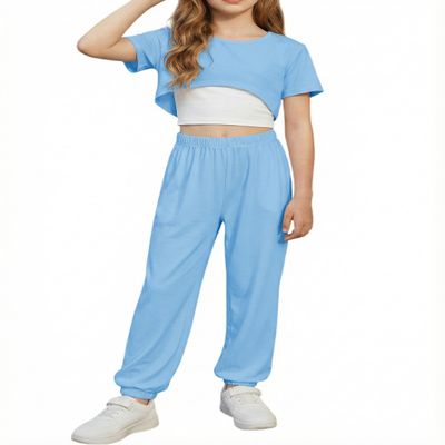 Arshiner Tween Girls Activewear 3 Piece Set High Low Hem Top, Cami, and Sweatpants for Kids 6-13 Years