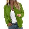RODYETQQ Womens Jacket Fashion Lightweight Bomber Jackets Zip Up Comfy Jackets Casual Windbreaker Ladies Black Bomber Jacket Cute Bomber Jackets for Women(1-Green,X-Large) view 1