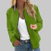 RODYETQQ Womens Jacket Fashion Lightweight Bomber Jackets Zip Up Comfy Jackets Casual Windbreaker Ladies Black Bomber Jacket Cute Bomber Jackets for Women(1-Green,X-Large) view 2