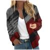 RODYETQQ Bomber Jacket Women Casual Fall Bomber Jacket Stand Collar Windbreaker Lightweight Zip Up Jacket Womens Zip Up Jacket Women's Bomber Jacket Black(2-Wine,XX-Large) view 1