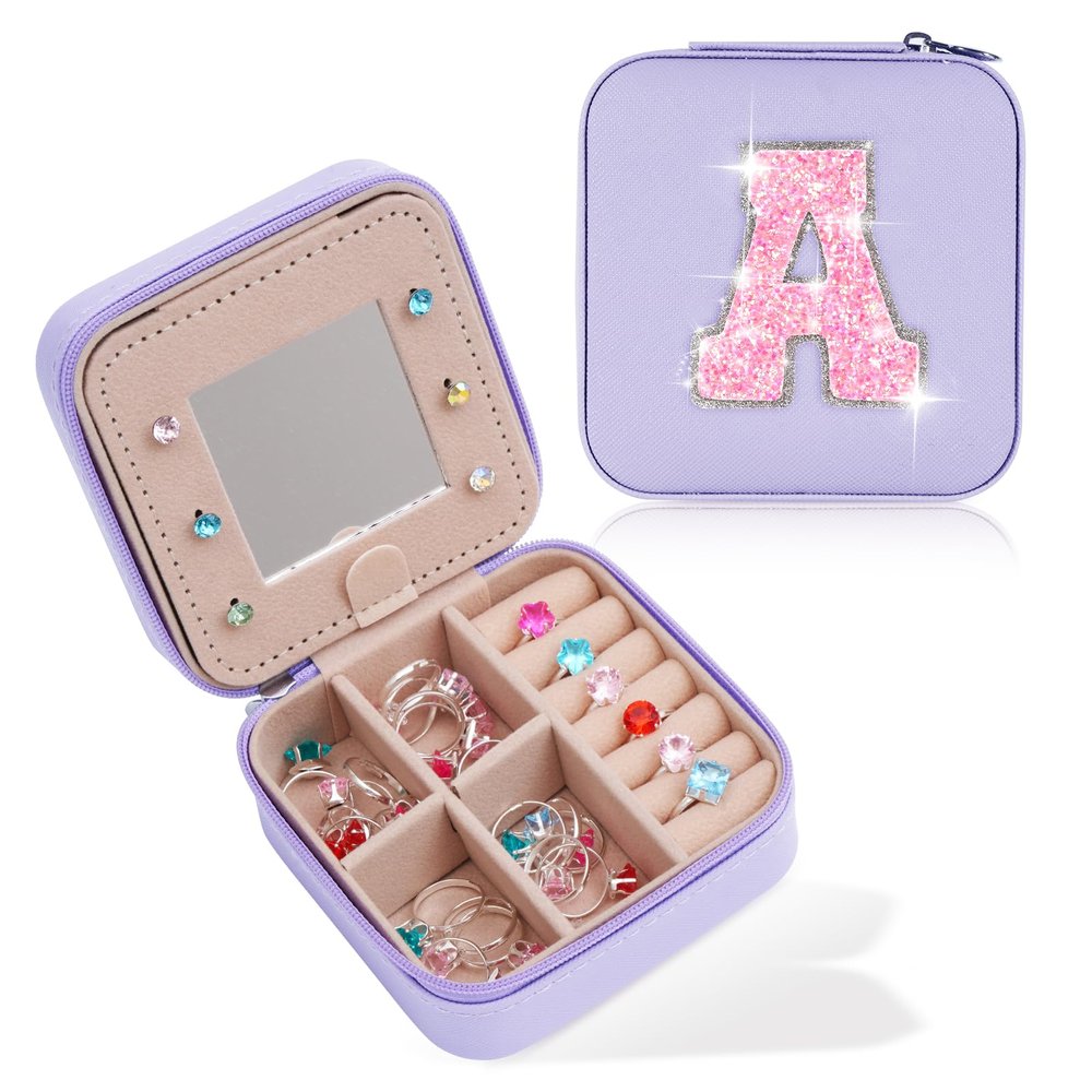 Uygafly Christmas Gifts for Teens Girls - Gifts for Teen Girl Trendy Stuff,Birthday Gifts for 5 6 7 8 9 10 11 12 13 14 15 Year Old Girls,Cute Travel Jewelry Case Small Box | Lavender,A