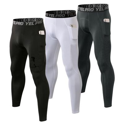 Yuerlian Men's Thermal Compression Pants, Fleece Lined Running Tights Compression Baselayer Leggings with Pockets for Cold
