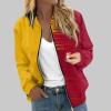 RODYETQQ Fall Outfits Casual Fall and Winter Windbreaker Comfy Coat Lightweight dressy floral Outwear Ladies Black Bomber Jacket Pink Bomber Jacket Women/plus(2-Yellow,X-Large) view 2