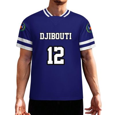 Vafogehu Flag of Djibouti Men's Football Jersey Basketball Jersey Short Sleeve Casual T-Shirt 3XL