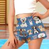 SCRAWLGOD Cartoon Dog Shorts for Girls 4T Summer Kids Butterfly Skirts 2 in 1 Running Shorts for Toddler Girls Flowy Shorts with Pockets Breathable High Waisted Athletic Shorts Soft Liner view 3