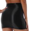 Oyolan Womens Glossy Stretchy Micro Mini Skirt Oil Shiny High Waist Bandage Miniskirt Party Clubwear Black Medium view 2