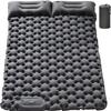 Inflatable Double Camping Mat with Pillow, Build-in Foot Pump Ultralight Sleeping Air Matress Pad for 2 Person, Portable Bed Compact for Camping Hiking Backpacking Outdoor (Grey, Double) view 4