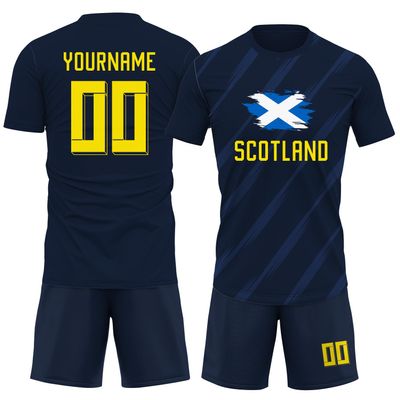 NineFit Basics Custom Scotland Soccer Jersey Men Women Kids Youth, Personalized Athletic Shirts with Name Number Logo, Navy Soccer Shirt Set