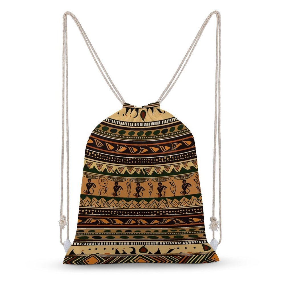 DJUETRUI Drawstring Bags Drawstring Backpack Bohemia Style Traditional African Pattern Sports Gym Bag for Women Men Sports Sackpack