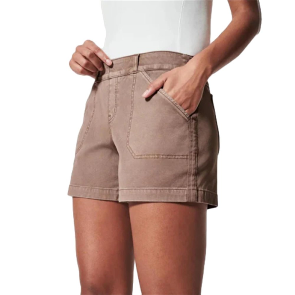 Glamgodchic Pants Women's Stretch Comfy Stretch Twill Shorts Regular Fit Hiking Shorts with Pockets (6" Brown,4XL)