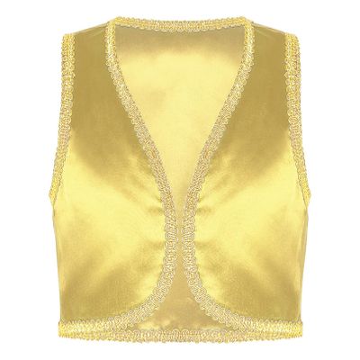 renvena Kids Boys Arabian Prince Vest Open Front Golden Dressy Waistcoat Halloween Fancy Outfits Yellow 16