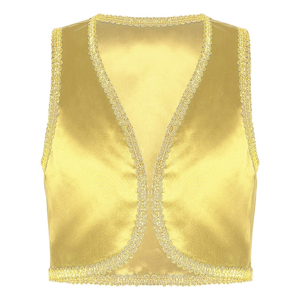 renvena Kids Boys Arabian Prince Vest Open Front Golden Dressy Waistcoat Halloween Fancy Outfits Yellow 16