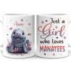 Hyturtle Personalized Cute Manatee Mug - Just A Girl Who Loves Manatees - Sea Animal Lover's Gift - Custom Name Coffee Cup, Ceramic, 11oz & 15oz view 1