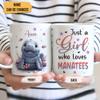 Hyturtle Personalized Cute Manatee Mug - Just A Girl Who Loves Manatees - Sea Animal Lover's Gift - Custom Name Coffee Cup, Ceramic, 11oz & 15oz view 2