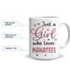 Hyturtle Personalized Cute Manatee Mug - Just A Girl Who Loves Manatees - Sea Animal Lover's Gift - Custom Name Coffee Cup, Ceramic, 11oz & 15oz view 3